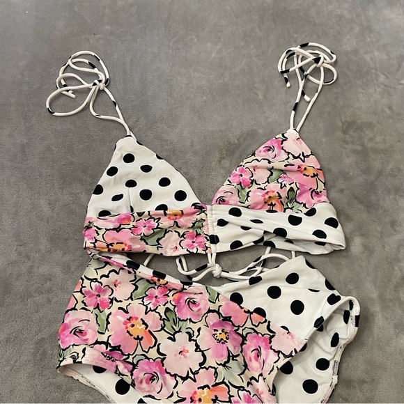 New! For love and lemons Neapolitan polka dot floral monokini 10448 - Picture 7 of 11